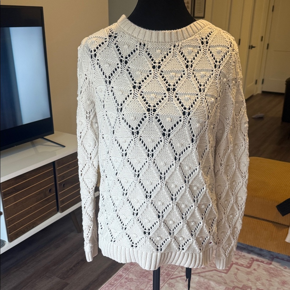 Tommy Hilfiger Cream Diamond Knit Women's Sweater